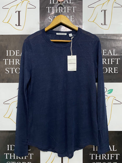 COUNTRY ROAD |S| BUST 19| A58| NAVY BLUE CREWNECK TECHNICAL UTILITY LONG-SLEEVE TOP