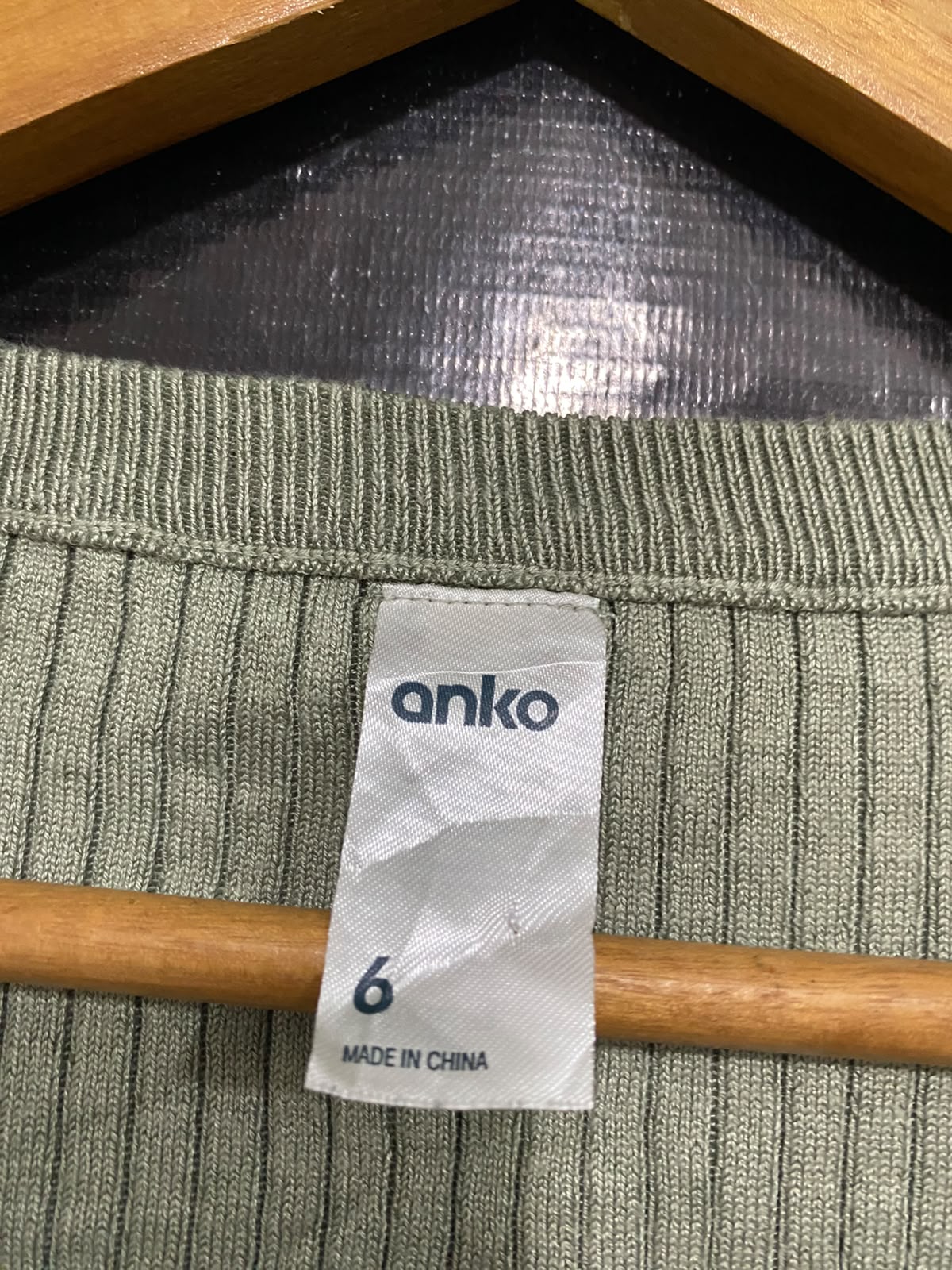 ANKO |S| BUST 12| A58| SAGE GREEN SCOOP NECK RIBBED TECHNICAL UTILITY LONG-SLEEVE TOP