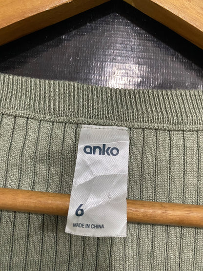 ANKO |S| BUST 12| A58| SAGE GREEN SCOOP NECK RIBBED TECHNICAL UTILITY LONG-SLEEVE TOP