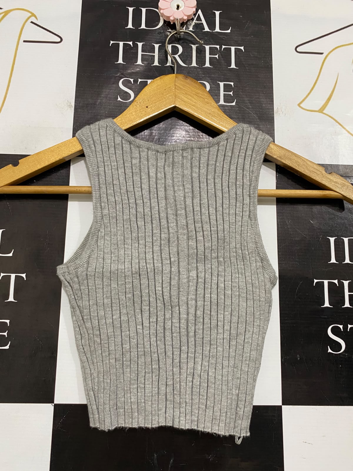 AVA & EVE |XS| BUST 10| A58| GREY RIBBED TECHNICAL UTILITY CROP TOP