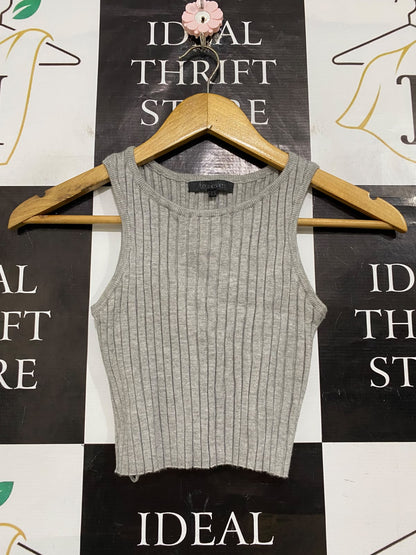 AVA & EVE |XS| BUST 10| A58| GREY RIBBED TECHNICAL UTILITY CROP TOP