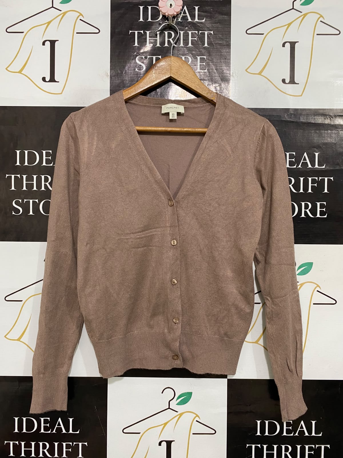 FORCAST |XS| BUST 18| A58| MAUVE V-NECK BUTTON-FRONT TECHNICAL UTILITY CARDIGAN