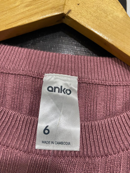 ANKO |XS| BUST 13| A58| DUSTY ROSE CREWNECK RIBBED TECHNICAL UTILITY SHORT-SLEEVE TOP
