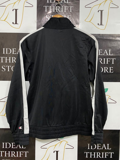 CHAMPION |M| BUST 19| A58| BLACK & WHITE SIDE-STRIPE TECHNICAL UTILITY TRACK JACKET