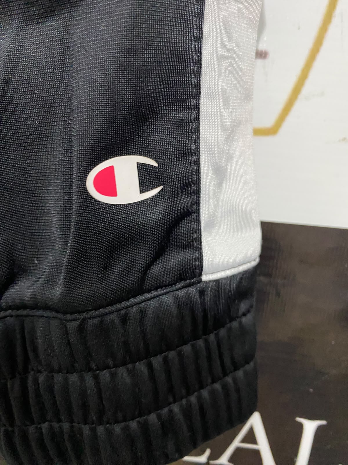 CHAMPION |M| BUST 19| A58| BLACK & WHITE SIDE-STRIPE TECHNICAL UTILITY TRACK JACKET