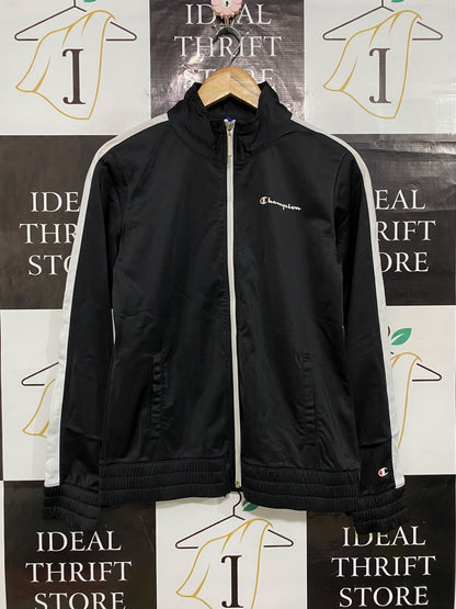 CHAMPION |M| BUST 19| A58| BLACK & WHITE SIDE-STRIPE TECHNICAL UTILITY TRACK JACKET