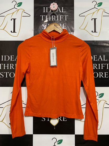 SHEIN |M| BUST 16| A58| BIZWEAR ORANGE TURTLENECK TECHNICAL UTILITY LONG-SLEEVE TOP