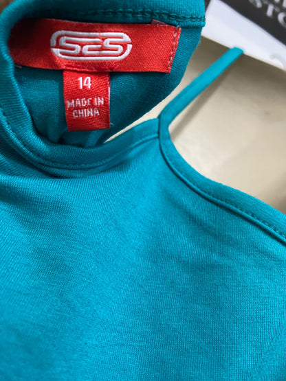 SES |M| BUST 18| A58| TEAL SPAGHETTI-STRAP TECHNICAL UTILITY CAMI TOP