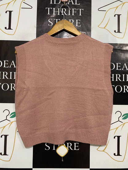 SHEIN |M| BUST 19| A58| DUSTY ROSE V-NECK KNIT TECHNICAL UTILITY SWEATER VEST