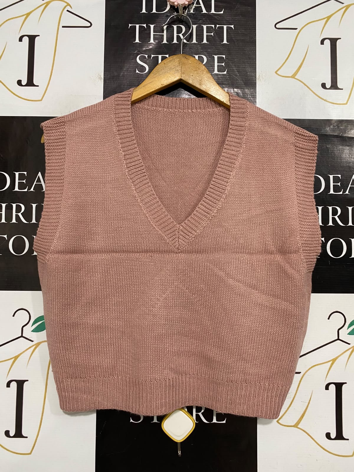 SHEIN |M| BUST 19| A58| DUSTY ROSE V-NECK KNIT TECHNICAL UTILITY SWEATER VEST