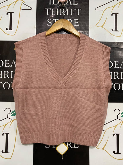 SHEIN |M| BUST 19| A58| DUSTY ROSE V-NECK KNIT TECHNICAL UTILITY SWEATER VEST