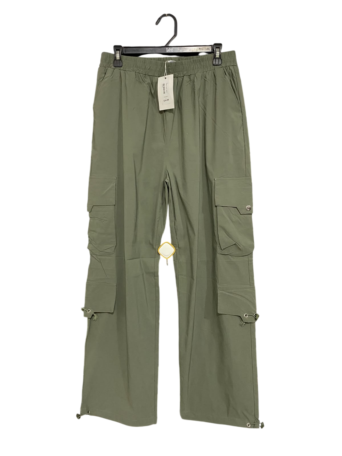 VALLEY GIRL |L| WAIST 30| A59| OLIVE GREEN MULTI-POCKET TECHNICAL UTILITY CARGO PANTS
