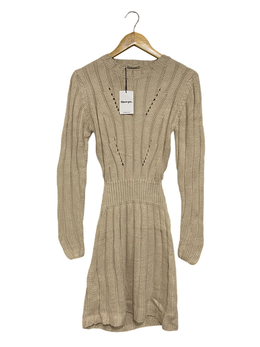 SHOWPO |M| BUST 15| A59| BEIGE RIBBED LONG-SLEEVE TECHNICAL UTILITY DRESS