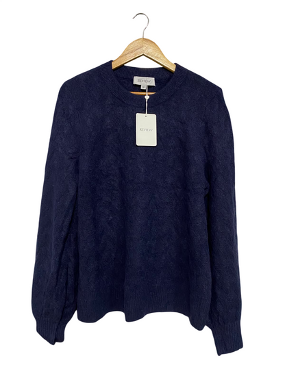 REVIEW |XL| BUST 22| A59| NAVY BLUE TEXTURED CREWNECK TECHNICAL UTILITY SWEATER