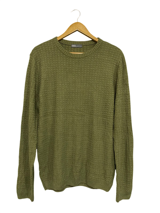 ASOS |L| BUST 22| A59|OLIVE GREEN TEXTURED CREWNECK TECHNICAL UTILITY SWEATER