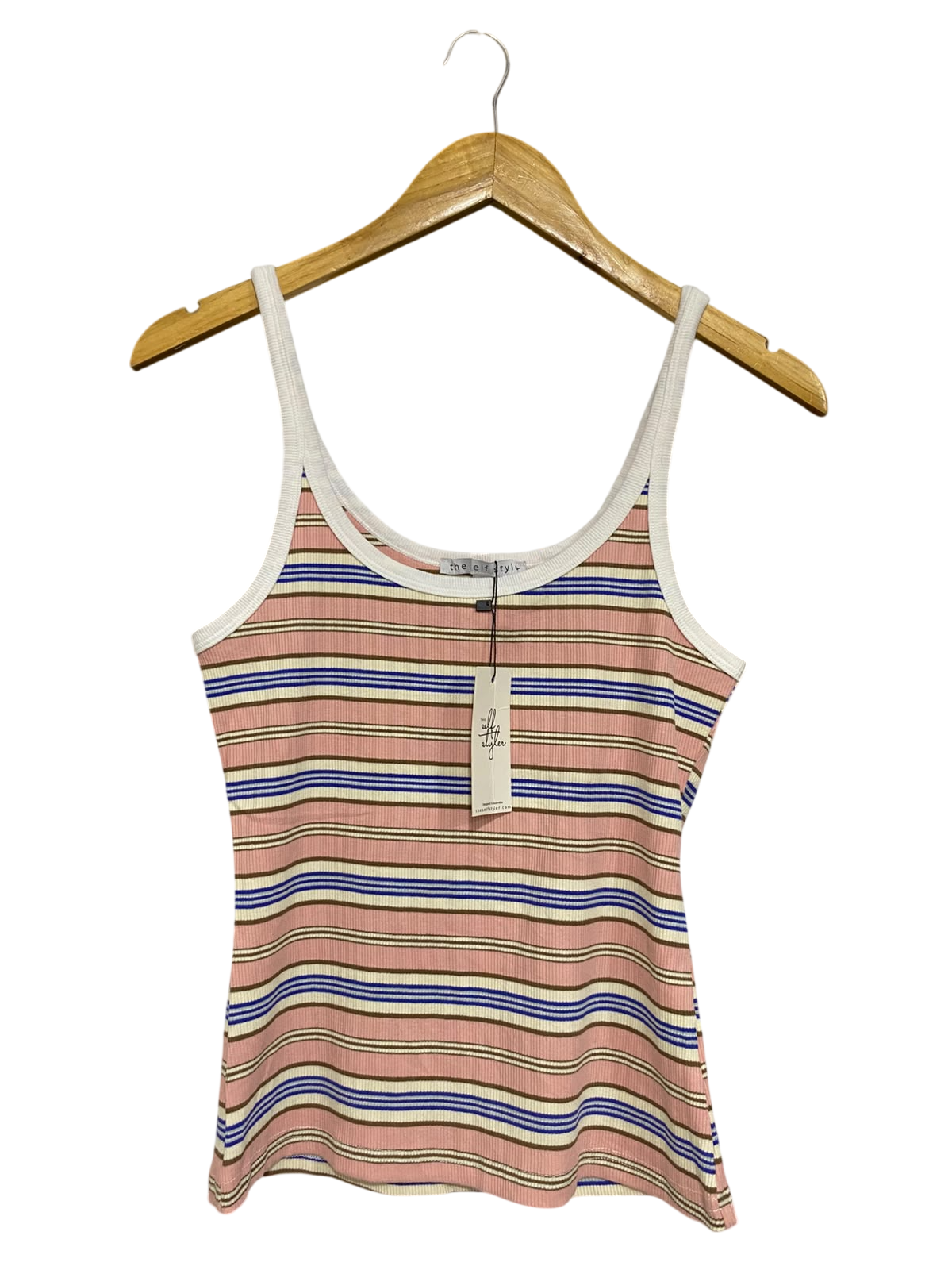 THE SELF STYLER |L| BUST 15| A59| MULTI-STRIPE SCOOP-NECK TECHNICAL UTILITY TANK TOP