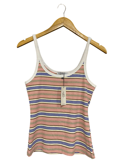 THE SELF STYLER |L| BUST 15| A59| MULTI-STRIPE SCOOP-NECK TECHNICAL UTILITY TANK TOP