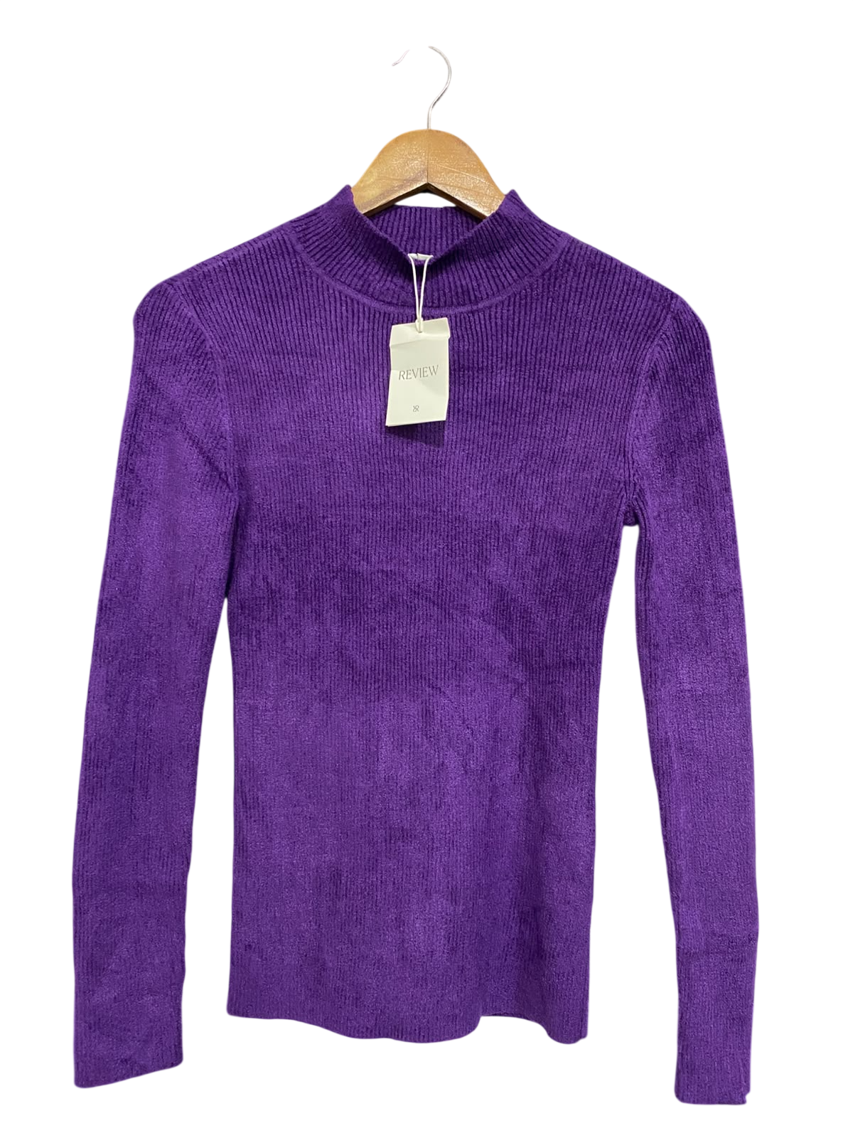REVIEW |S| BUST 14| A60| PURPLE MOCK-NECK TEXTURED LONG-SLEEVE TECHNICAL UTILITY SWEATER