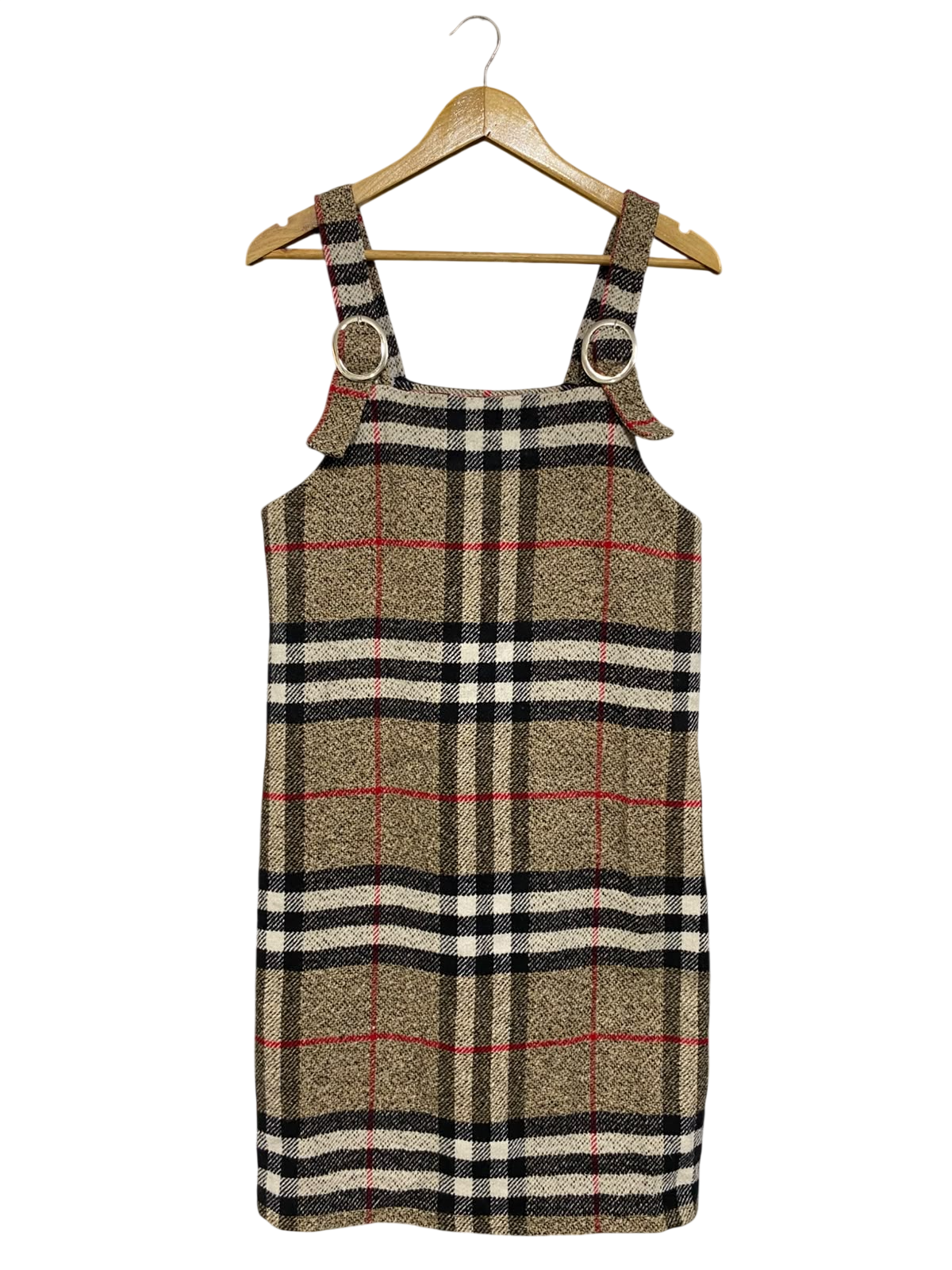 MEI YI GE |M| BUST 18| A60| TARTAN PLAID O-RING STRAP TECHNICAL UTILITY PINAFORE DRESS