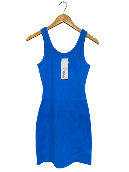 GENERAL PANTS CO |M| BUST 13| A60| BLUE RIBBED TANK MINI DRESS TECHNICAL UTILITY DRESS