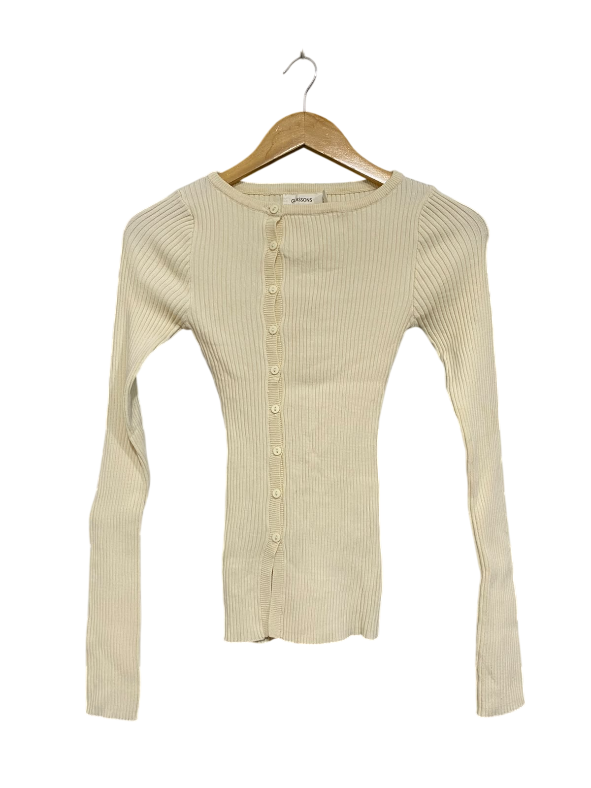 GLASSONS |S| BUST 11| A60| OFF-WHITE RIBBED ASYMMETRIC-BUTTON TECHNICAL UTILITY CARDIGAN