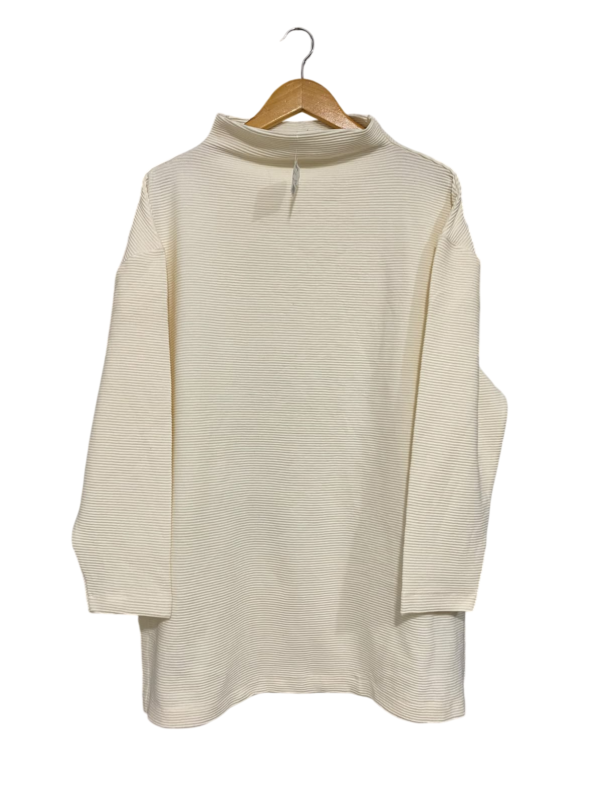 ANKO |XL| BUST 23| A60| OFF-WHITE MICRO-RIB MOCK-NECK TECHNICAL UTILITY TUNIC SWEATER