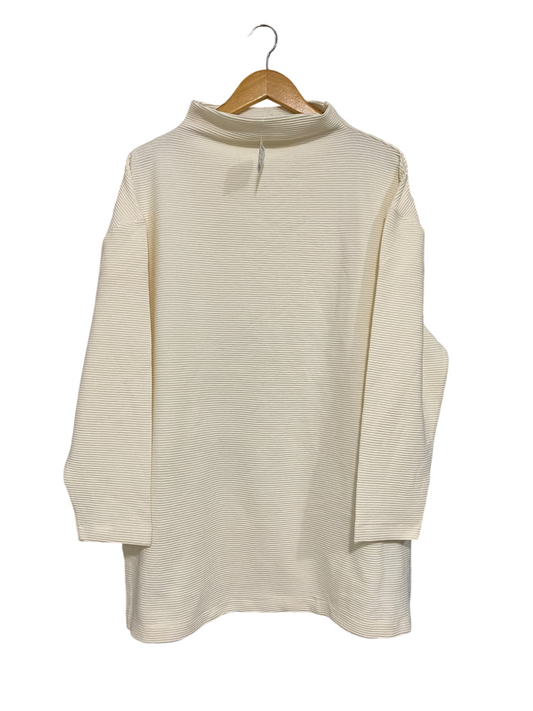 ANKO |XL| BUST 23| A60| OFF-WHITE MICRO-RIB MOCK-NECK TECHNICAL UTILITY TUNIC SWEATER