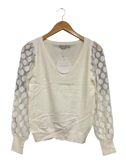 ESTHER & CO |S| BUST 15| A60| OFF-WHITE DOT-MESH SLEEVE TECHNICAL UTILITY SWEATER