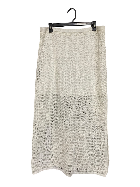 ANKO |XL| WAIST 34| A60| OFF-WHITE OPEN-WORK KNIT TECHNICAL UTILITY MAXI SKIRT