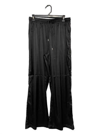 |L| WAIST 30| A60| BLACK SATIN WIDE-LEG TECHNICAL UTILITY TROUSERS