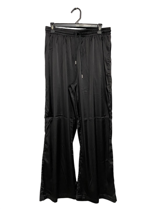 |L| WAIST 30| A60| BLACK SATIN WIDE-LEG TECHNICAL UTILITY TROUSERS