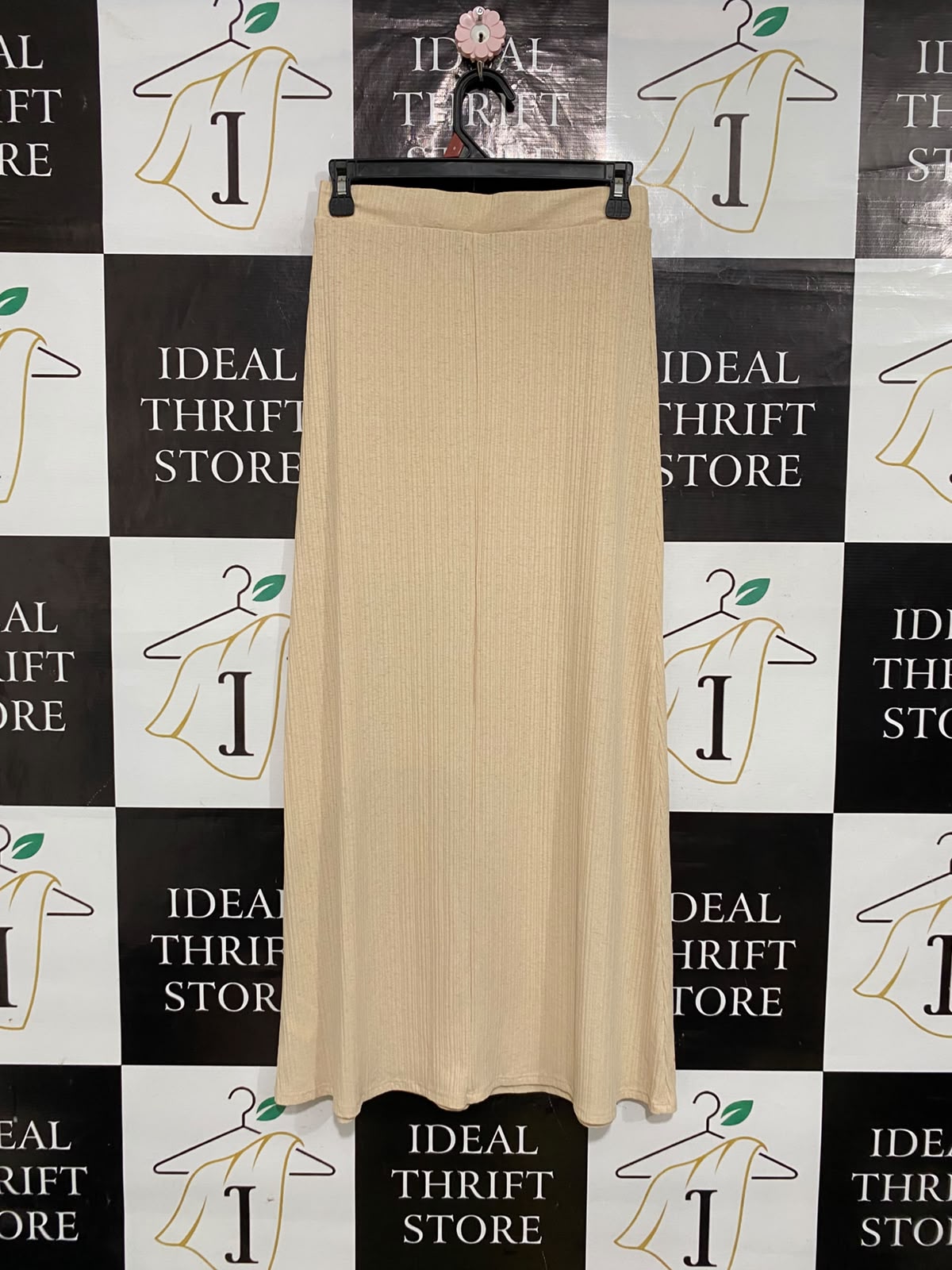AE STUDIO |M| WAIST 26| A60| BEIGE RIBBED-KNIT TECHNICAL UTILITY MAXI SKIRT