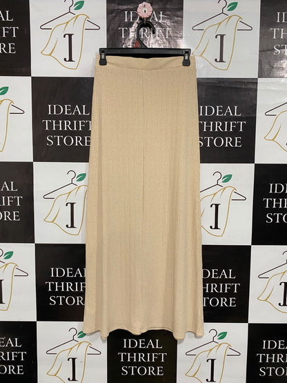 AE STUDIO |M| WAIST 26| A60| BEIGE RIBBED-KNIT TECHNICAL UTILITY MAXI SKIRT