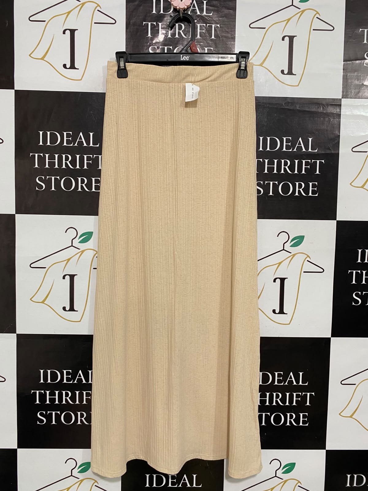 AE STUDIO |M| WAIST 26| A60| BEIGE RIBBED-KNIT TECHNICAL UTILITY MAXI SKIRT