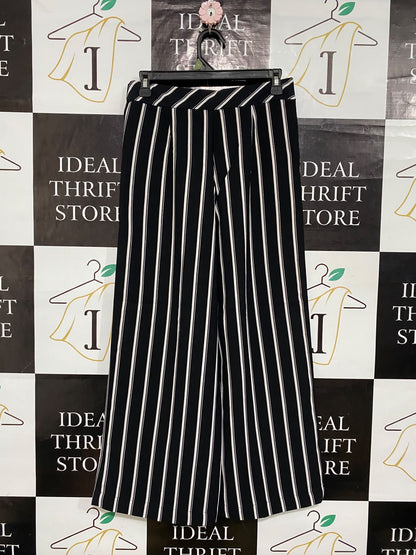 H&M |M| WAIST 28| A60| BLACK & WHITE VERTICAL STRIPE WIDE-LEG TECHNICAL UTILITY TROUSERS