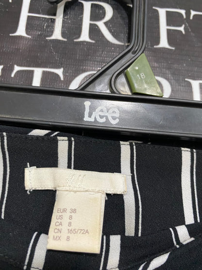 H&M |M| WAIST 28| A60| BLACK & WHITE VERTICAL STRIPE WIDE-LEG TECHNICAL UTILITY TROUSERS