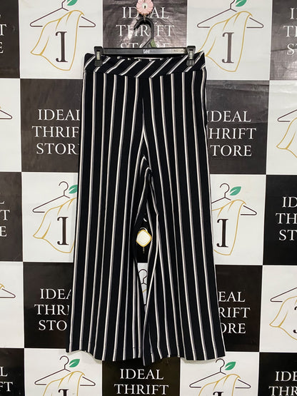 H&M |M| WAIST 28| A60| BLACK & WHITE VERTICAL STRIPE WIDE-LEG TECHNICAL UTILITY TROUSERS