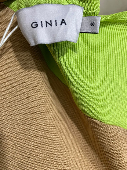 GINIA |S| BUST 15| A60| LIME & CAMEL COLORBLOCK CUTOUT TECHNICAL UTILITY MAXI DRESS