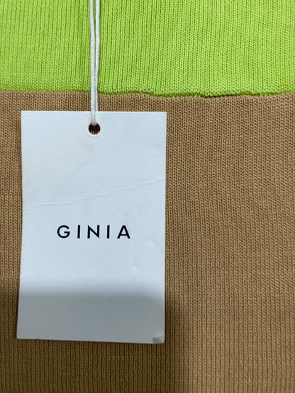 GINIA |S| BUST 15| A60| LIME & CAMEL COLORBLOCK CUTOUT TECHNICAL UTILITY MAXI DRESS