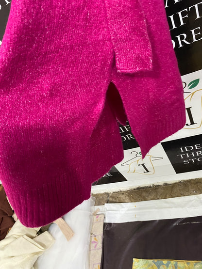 ANKO |M| BUST 19| A60| HOT PINK BELTED METALLIC KNIT TECHNICAL UTILITY MAXI DRESS