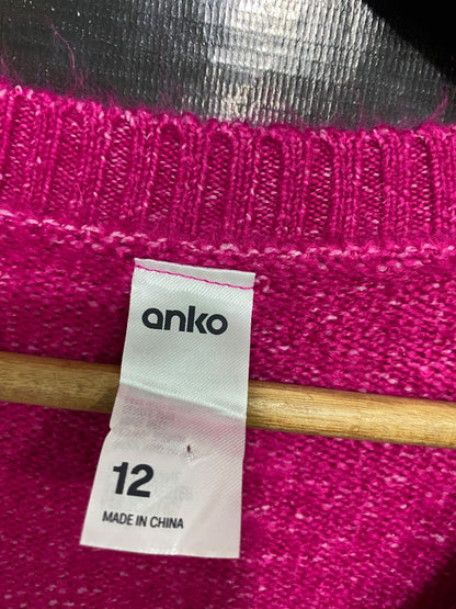 ANKO |M| BUST 19| A60| HOT PINK BELTED METALLIC KNIT TECHNICAL UTILITY MAXI DRESS