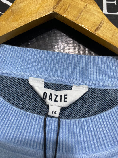 DAZIE |L| BUST 27| A60| LIGHT BLUE BUTTERFLY-PRINT TECHNICAL UTILITY CREWNECK SWEATER