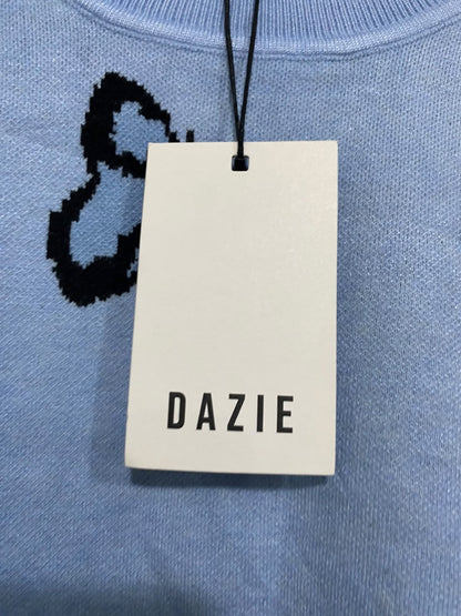 DAZIE |L| BUST 27| A60| LIGHT BLUE BUTTERFLY-PRINT TECHNICAL UTILITY CREWNECK SWEATER