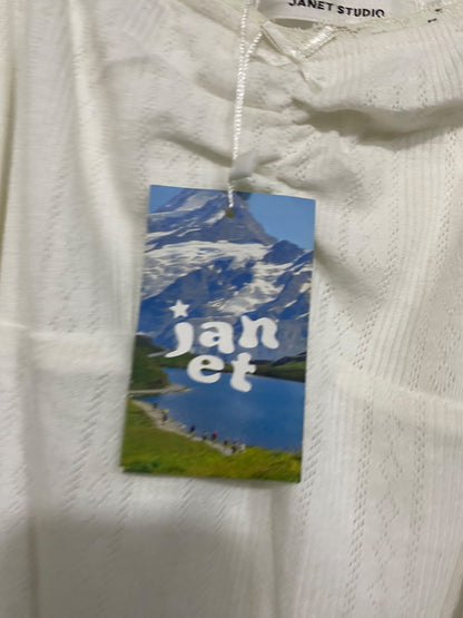 JANET STUDIO |M| BUST 14| A60| OFF-WHITE SQUARE-NECK TECHNICAL UTILITY MINI DRESS
