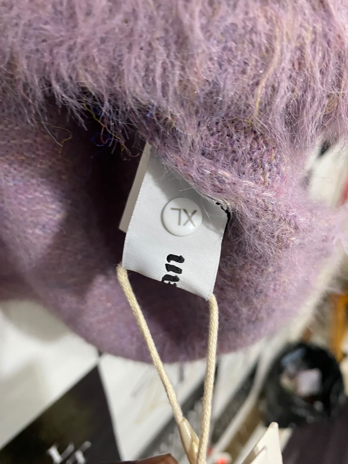 PLUM JAN |XL| BUST 22| A60| LILAC FLUFFY TEXTURED TECHNICAL UTILITY V-NECK SWEATER