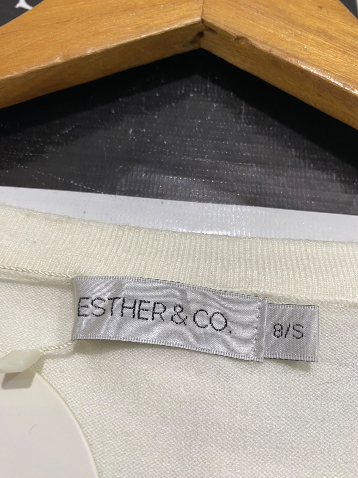 ESTHER & CO |S| BUST 15| A60| OFF-WHITE DOT-MESH SLEEVE TECHNICAL UTILITY SWEATER