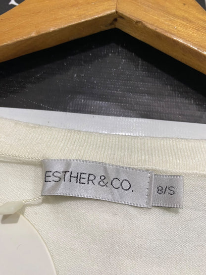 ESTHER & CO |S| BUST 15| A60| OFF-WHITE DOT-MESH SLEEVE TECHNICAL UTILITY SWEATER