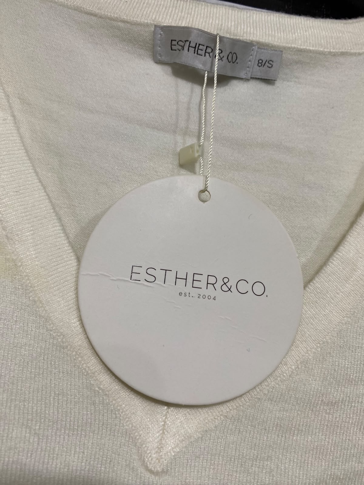 ESTHER & CO |S| BUST 15| A60| OFF-WHITE DOT-MESH SLEEVE TECHNICAL UTILITY SWEATER