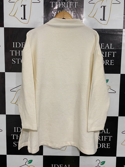 ANKO |XL| BUST 23| A60| OFF-WHITE MICRO-RIB MOCK-NECK TECHNICAL UTILITY TUNIC SWEATER