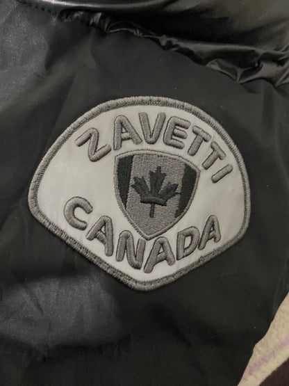 ZAVETTI CANADA |L| BUST 23| A60| BLACK GLOSSY PUFFER JACKET WITH FAUX-FUR HOOD TECHNICAL UTILITY PARKA